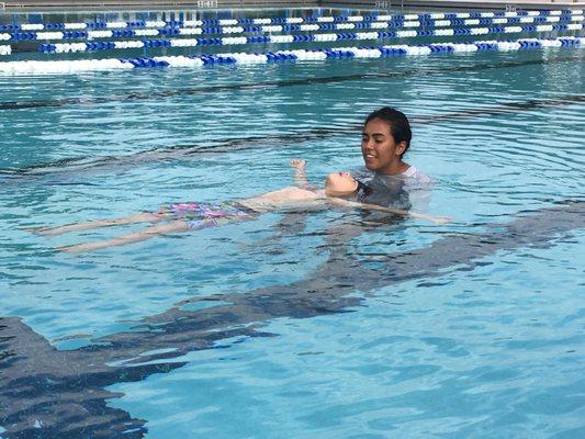 At EZ Swim School we teach Swim-Roll-Swim that way all students know how to float and what to do when they are tired.