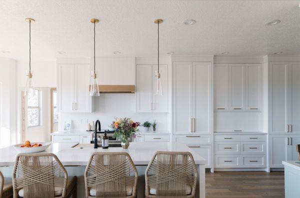 Remodeled kitchen island, fridge and hood