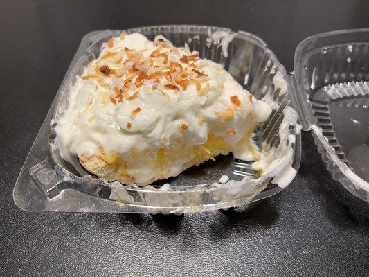 A slice of coconut cream pie to enjoy later.