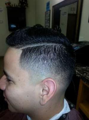 Comb-over with a Low skin fade