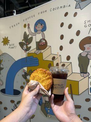 Cold brew and corn arepa