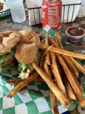 Burger and fries