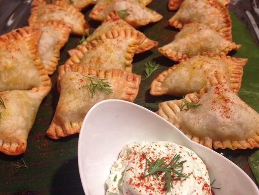 Vegan Empanadas w/ Green Banana & Scorn Squash & Vegan Green Goddess dip