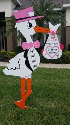 Our sharp Classy Stork is a fun way to celebrate the birth of a child. Lasts longer than flowers, costs about the same, and i...