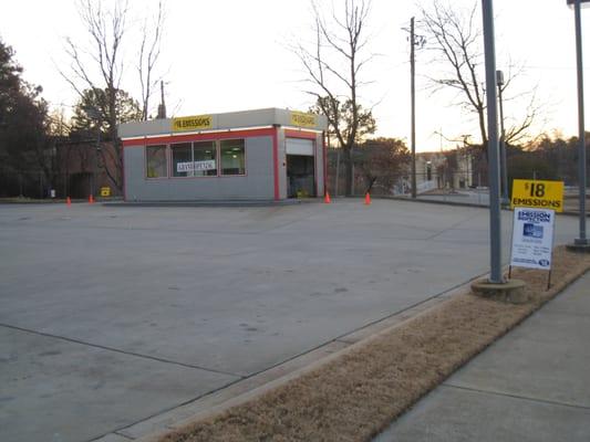 Emissions station in Exxon parking lot