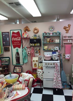 Beautiful vintage kitchen setup. You can even walk through a porch door.