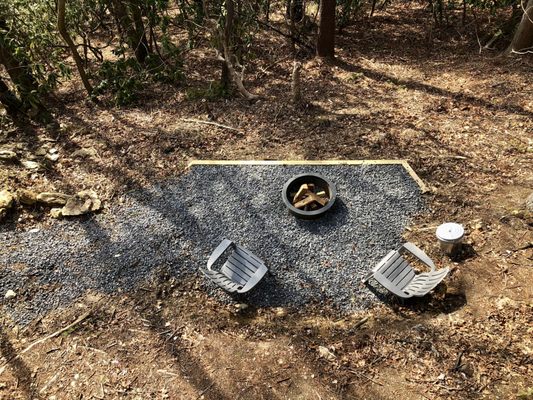 Private fire pit area at Treehouse #3