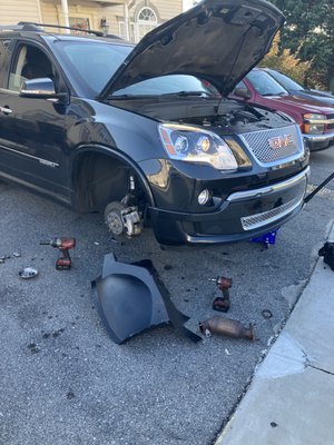 Catalytic converter and front strut replacement. GMC Acadia Denali