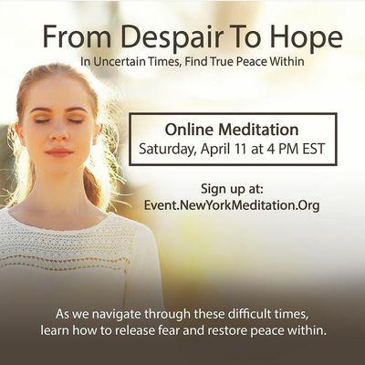 Special Free Online Meditation Event This Saturday, April 11, 2020 @ 4PM.