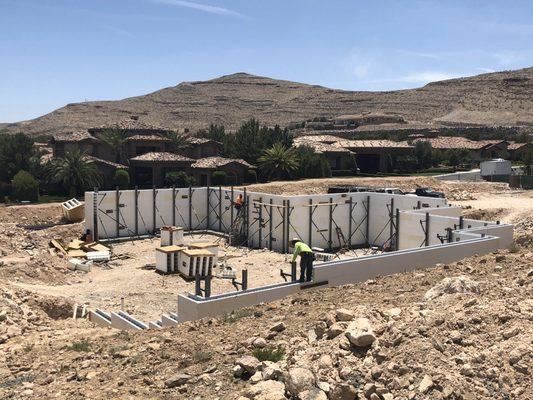 Custom home basement using Insulated Concrete Forms.