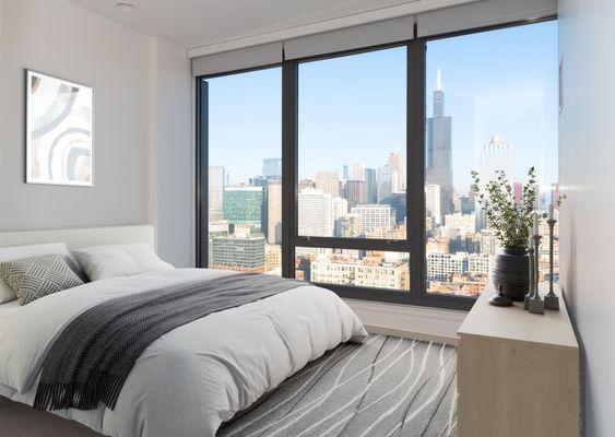 Views of Chicago skyline from Penthouse Unit