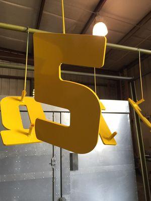 1/4" Aluminum plate letters powder coated "Yes yellow"