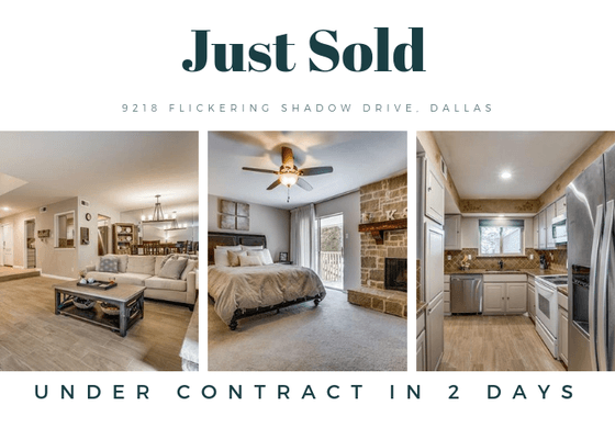 Townhome in Dallas under contract in 2 days!  October '18