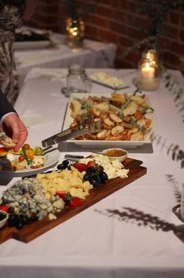 Cheese plate during cocktail hour