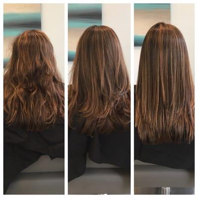 Do you have frizzy hair? Come in for a keratin treatment! Cuts your blowdry time in half, adds shine and lasts 3-5 months!