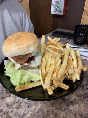 Monster burger and fries