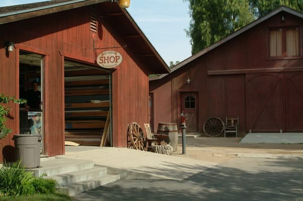 View of the barn studio and the shop. When visiting us come right through the barn door.