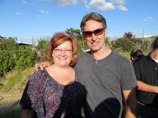 My wife with the pickers when they stopped by Lewiston and visited.