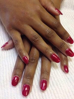 I love shellac. My nails are full set acrylic with shellac for richer, lasting color.