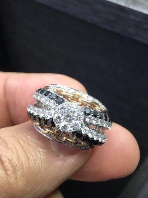 Champagne and white diamonds cocktail ring