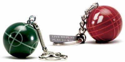 Bocce Keychains in red and green