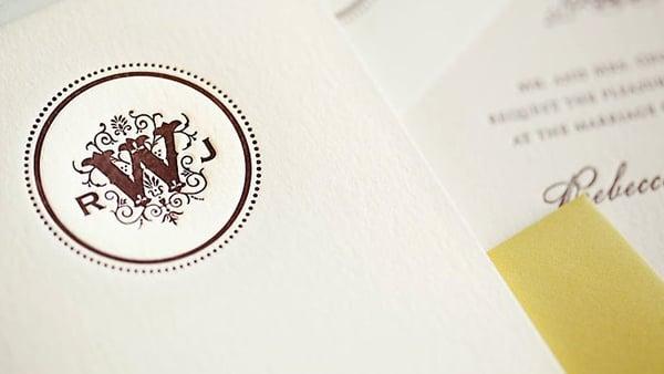 Monogram letterpress invitation