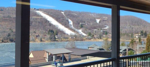 Lobby view of slopes.