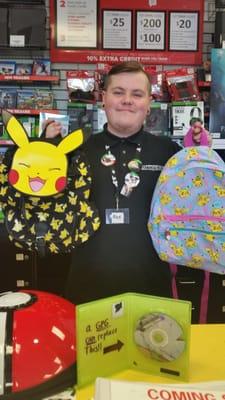 Alex didn't mind being my model for the Pokemon backpacks!! Thanks Alex!!