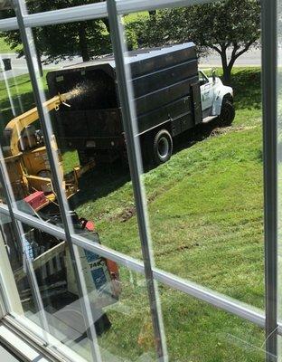 More trenches in the lawn from heavy equipment