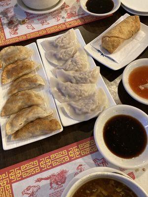 Dumplings' both fried and steamed plus egg roll all very good