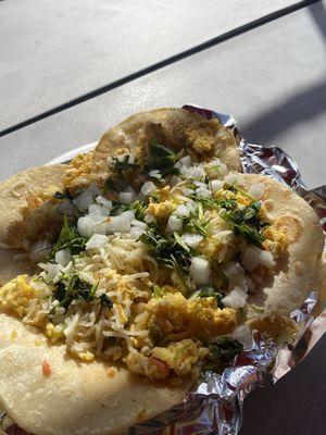 Some kind of egg tacos. I'm not sure what they are called. Delicious though!