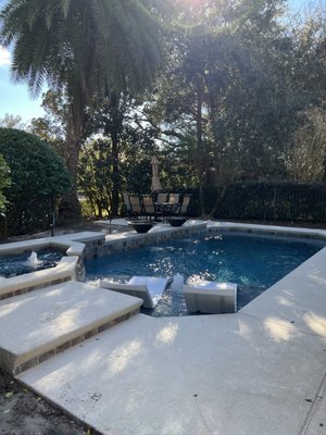 Pool and hot tub after renovation.