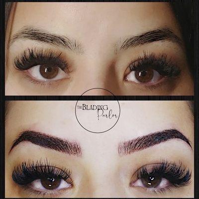 Combo brow with microbladed hairstrokes