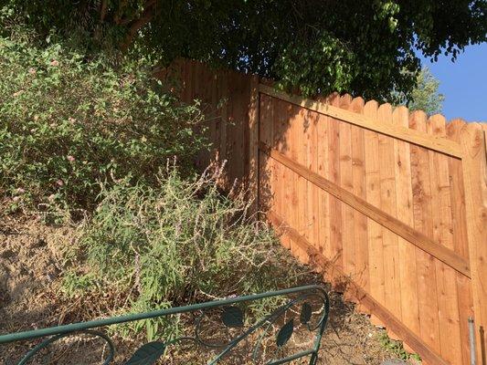 New hillside fence