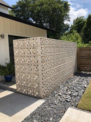 Breeze block privacy wall