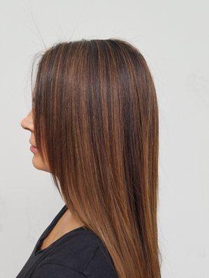 Root touch up with keratin hair treatment