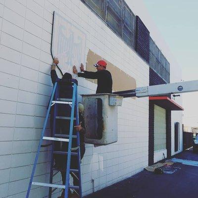 Sign installation at MasterClass Automotive