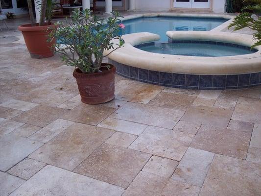 Travertine Paver Pool Deck