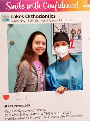 My daughter and doctor Crespi, Celebrating her perfect smile. Thank you doctor!