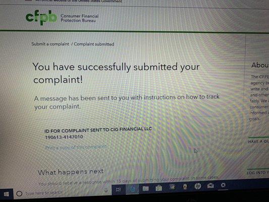 Consumer financial protection bureau complaint  there like the fbi they are a government for scam artist like these people