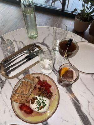 Burrata with Strawberries and walnuts!