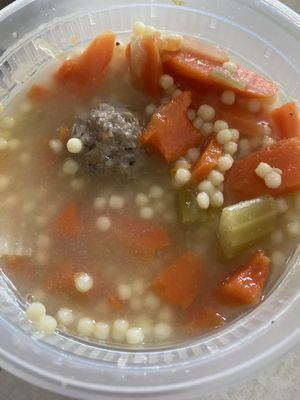 Delicious Italian Wedding Soup...plenty for two and full of meatballs and veggies.