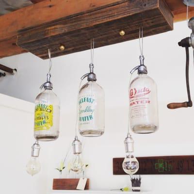 Chandelier made from vintage soda water bottles!