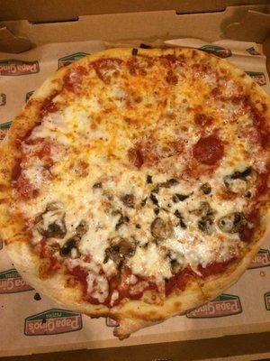 Half mushroom half pepperoni?