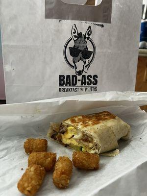 Bronco burrito and tots!