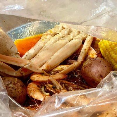 Cajun Seafood Boil - Crab Legs and Shrimps