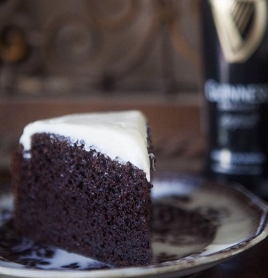 Homemade Guinness Chocolate Cake with cream cheese frosting