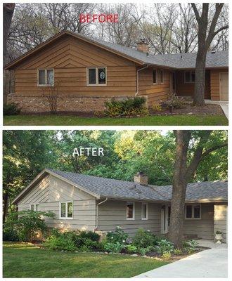 Before and after shots of our house, finished just today by Metro Precision Painting.