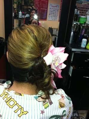 Formal up do from the side; beautiful!