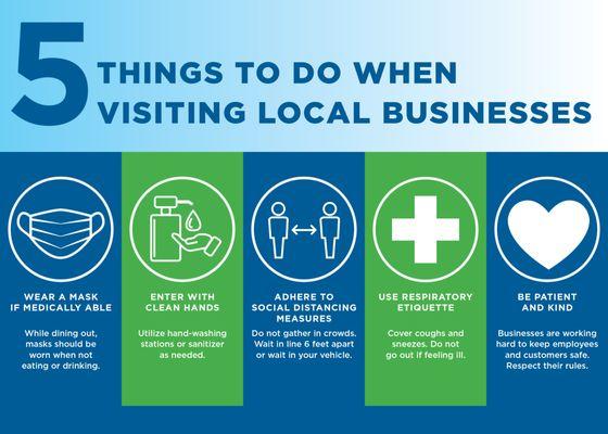 COVID-19: Things to do when visiting local businesses or home or more..! Please be safe!